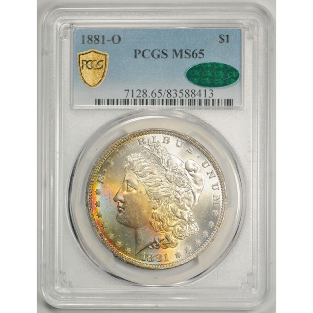 1881 O $1 Morgan Dollar PCGS MS 65 Uncirculated CAC Approved Colorful Toned !