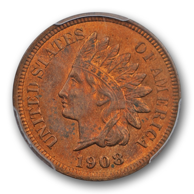 1908 1C Indian Head Cent PCGS MS 63 RB Uncirculated Red Brown Original 