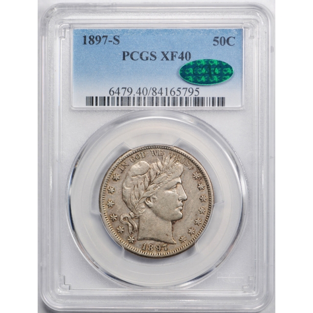 1897 S 50C Barber Half Dollar PCGS XF 40 Extra Fine CAC Approved Pop 6 ! 