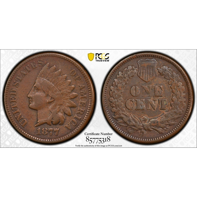 1877 1C Indian Head Cent PCGS VF 25 Very Fine to Extra Fine Key Date Tough !