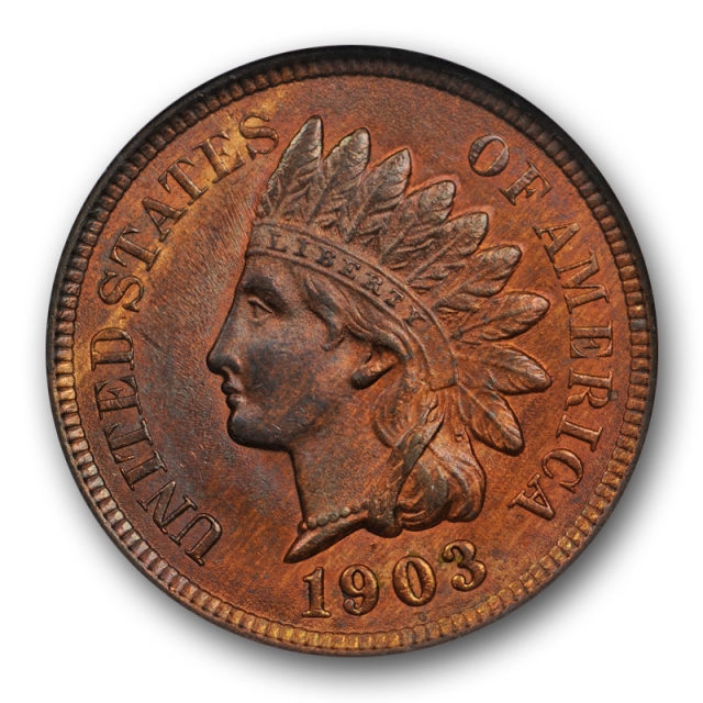 1903 1C Indian Head Cent ANACS MS 64 RB Uncirculated Red Brown Old Holder 