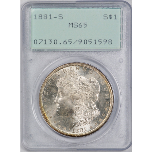 1881 S $1 Morgan Dollar PCGS MS 65 Uncirculated Lustrous Old Rattler Holder 