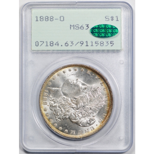 1888 O $1 Morgan Dollar PCGS MS 63 CAC Approved Rattler Cert#5835