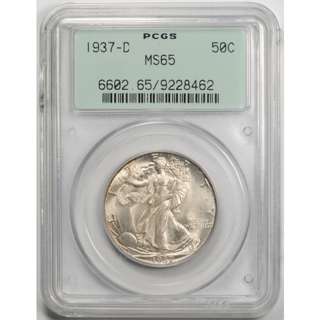 1937 D 50C Walking Liberty Half Dollar PCGS MS 65 Uncirculated OGH Old Holder Nice !