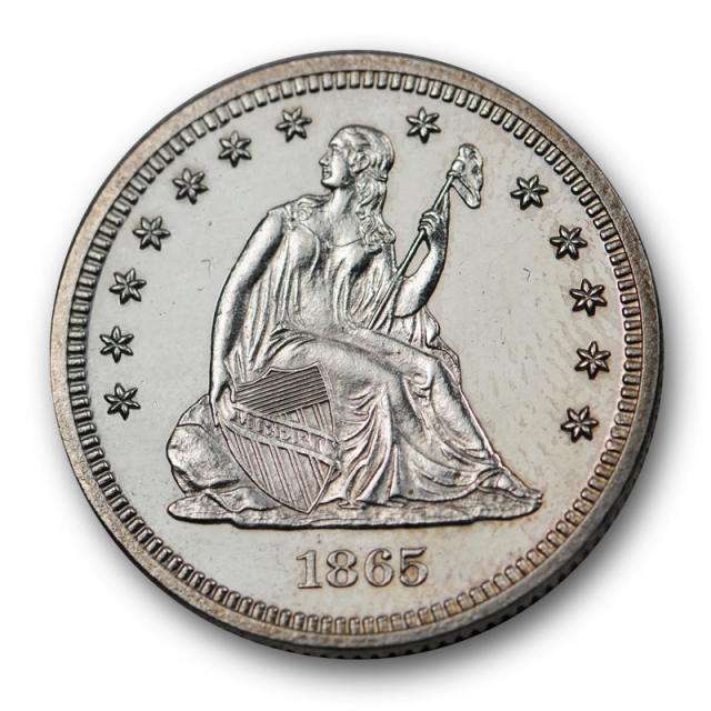 1865 25C Seated Liberty Quarter Proof PR Uncirculated Key Date Low Mintage 