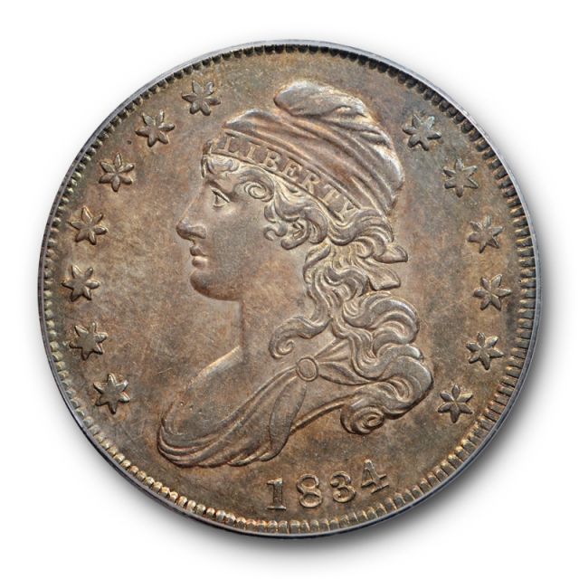 1834 50C Capped Bust Half Dollar PCGS AU 58 About Uncirculated OGH CAC Approved