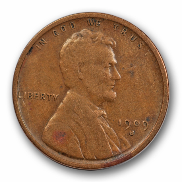 1909 S VDB 1C Lincoln Wheat Cent Very Fine VF V.F Key Date San Francisco Mint
