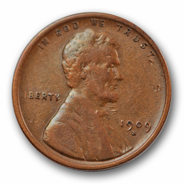 1909 S VDB 1C Lincoln Wheat Cent Very Fine VF V.F Key Date US Coin Original 