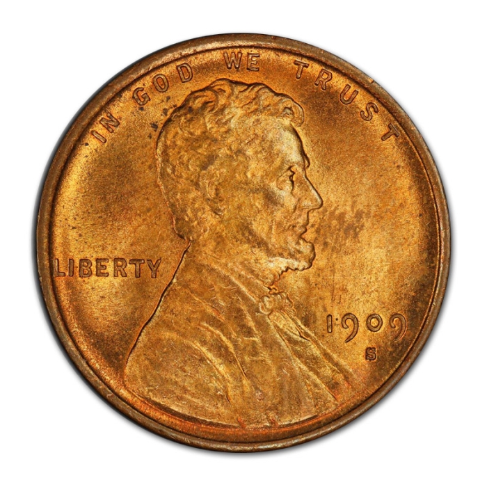 1909 S VDB 1C Lincoln Wheat Cent PCGS MS 64 RD Full Red Key Date Cert#