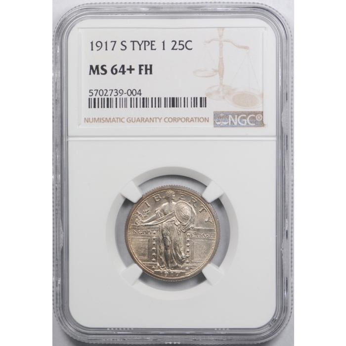 1917 S 25c Type 1 Standing Liberty Quarter NGC MS 64+ FH