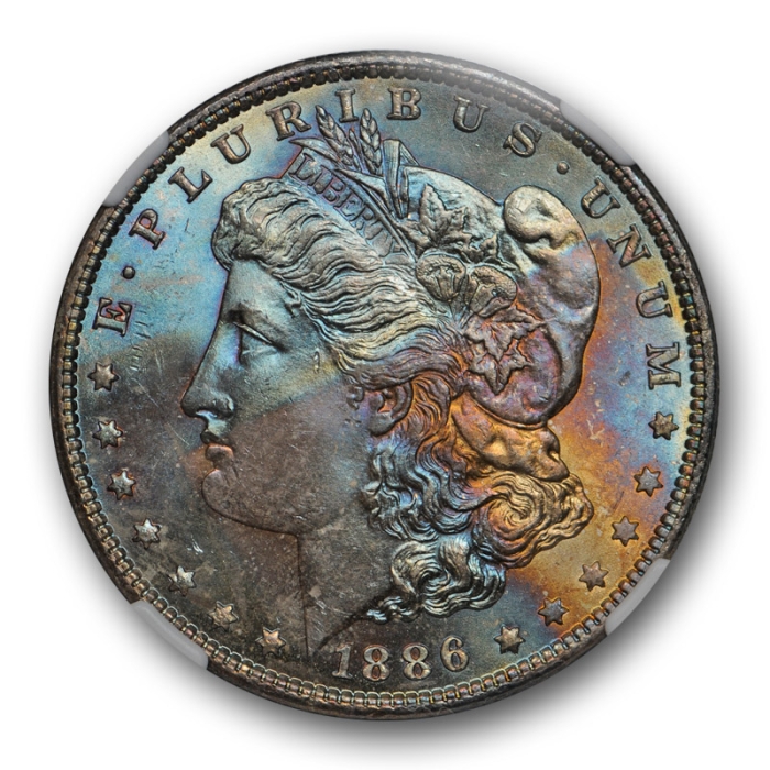 1886 $1 Morgan Dollar NGC MS 65 Uncirculated Monster Toned Beauty