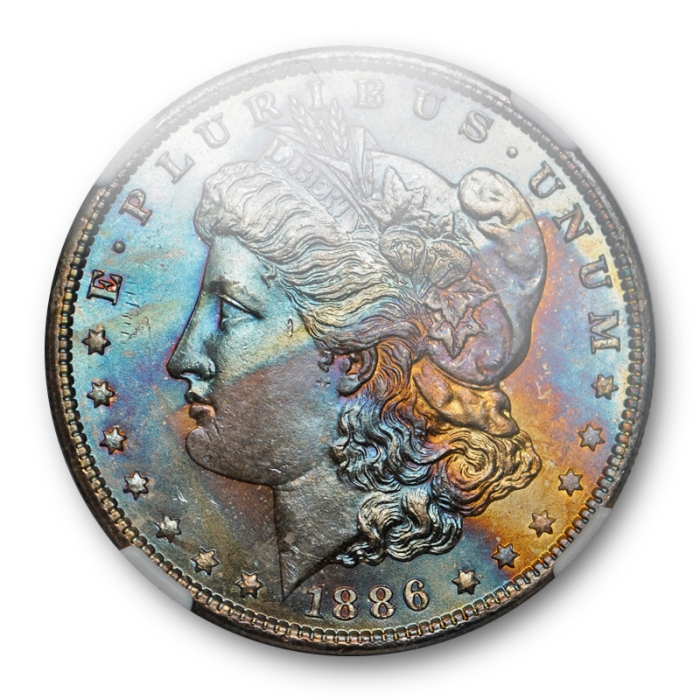 1886 $1 Morgan Dollar NGC MS 65 Uncirculated Monster Toned Beauty