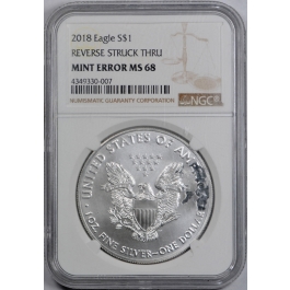2018 Silver American Eagle Major Reverse Struck Through Mint