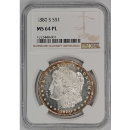 1880-S Morgan Dollar S$1 NGC MS 64 PL Looks DMPL Deep Mirror Proof